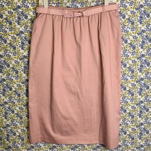 Vintage Pastel Pink Alfred Dunner Pencil Skirt With Belt